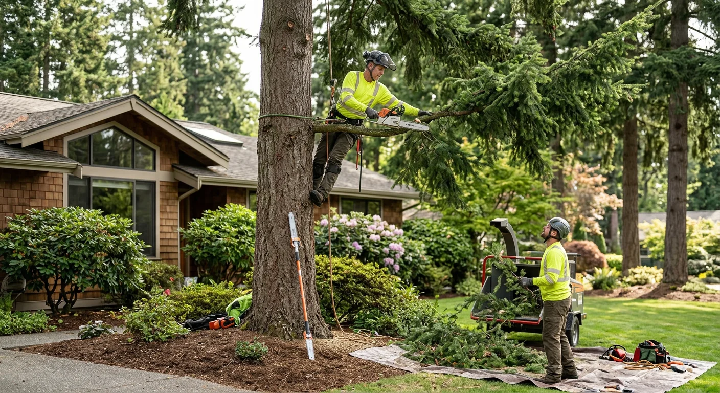 Tree care crew working on a Mercer Island property